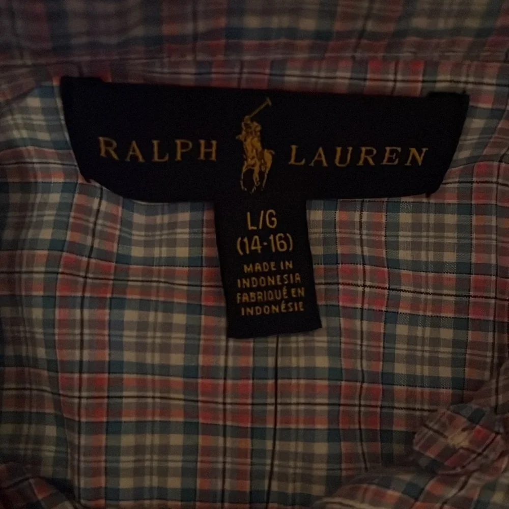 Ralph Lauren boys long sleeved button down plaid Oxford shirt sizes M & L NWT